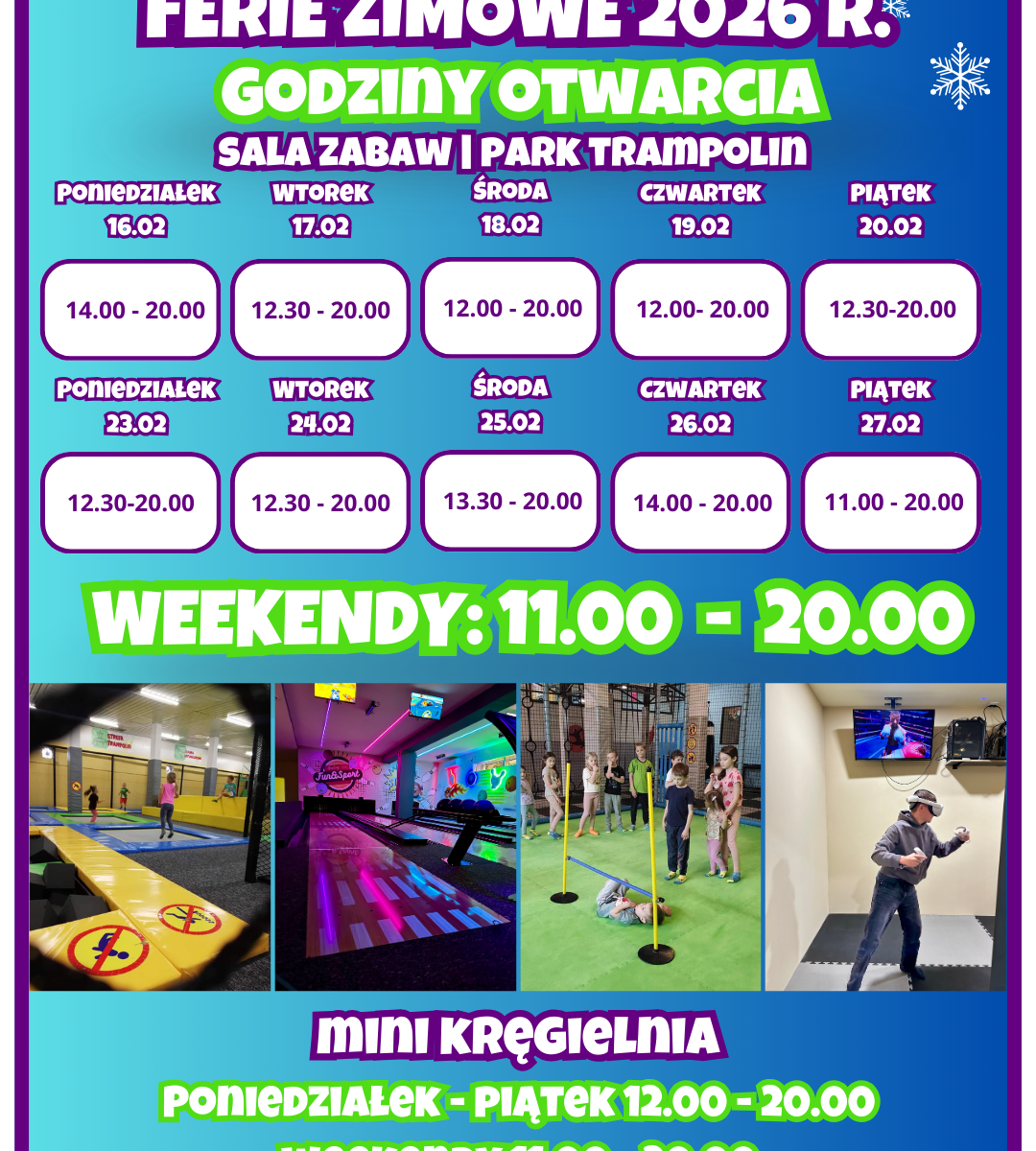 Godziny otwarcia w ferie zimowe