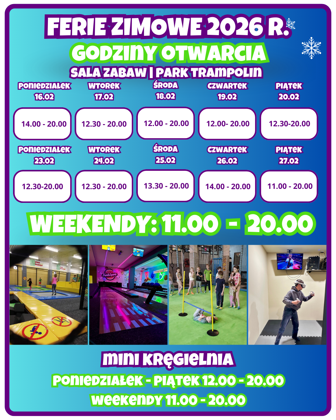 Godziny otwarcia w ferie zimowe